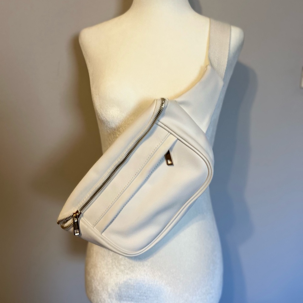 White vegan leather Fanny pack or crossbody
